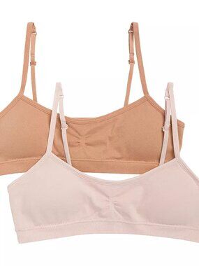 NEW Hanes Girls' Seamless Molded Cup Wirefree Bra 2-Pack Golden/Rosy